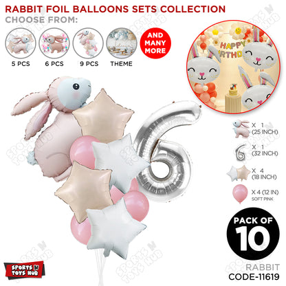 4D Standing Bunny Rabbit Pack Of 10 Character Foil Balloon