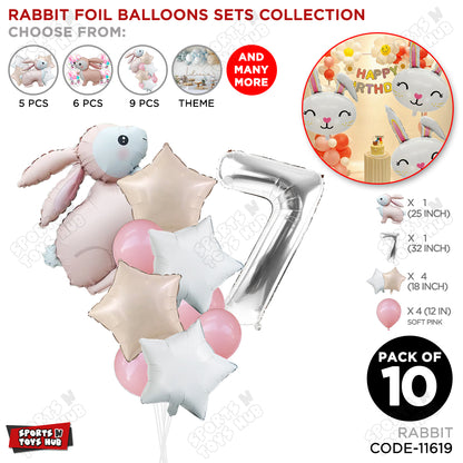 4D Standing Bunny Rabbit Pack Of 10 Character Foil Balloon