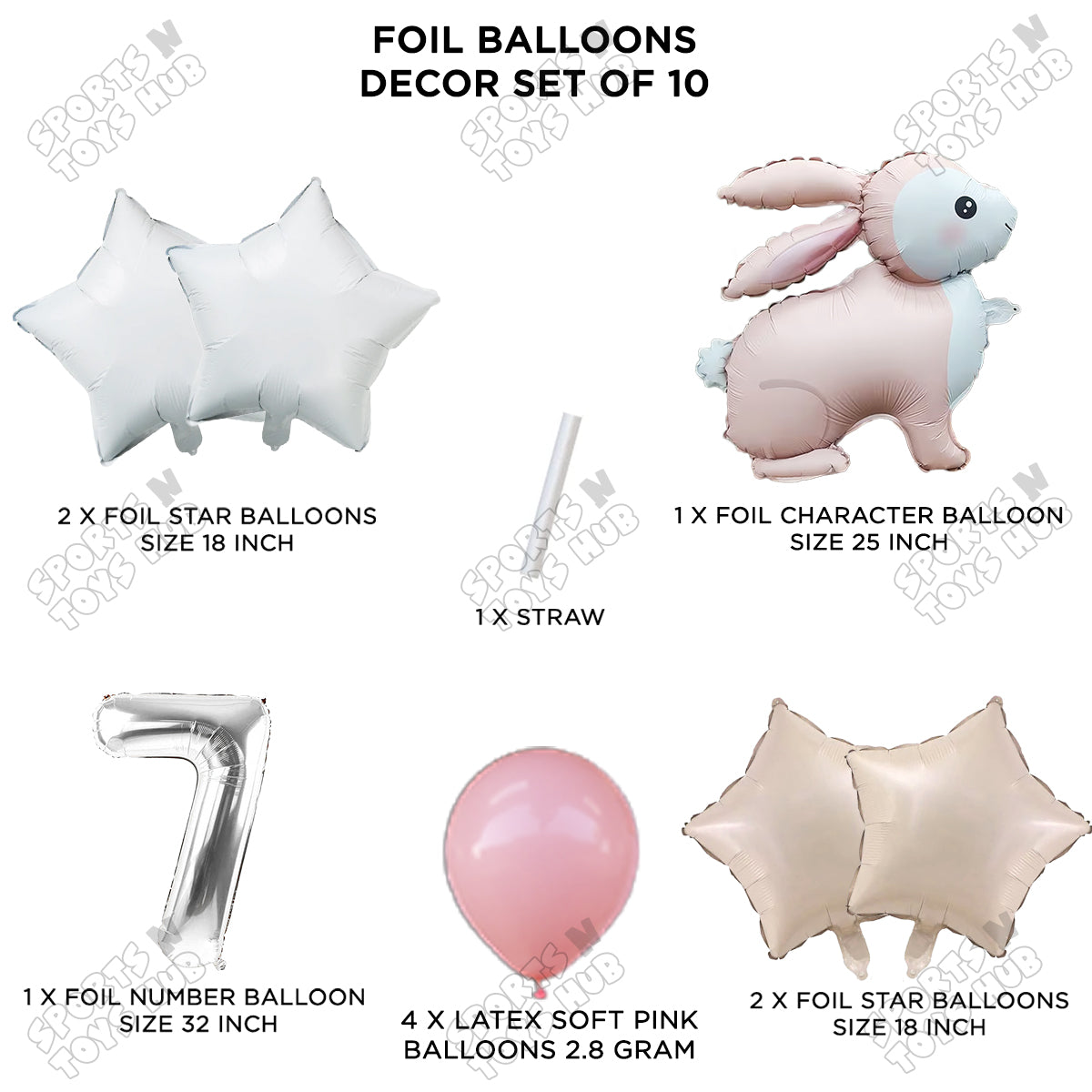 4D Standing Bunny Rabbit Pack Of 10 Character Foil Balloon