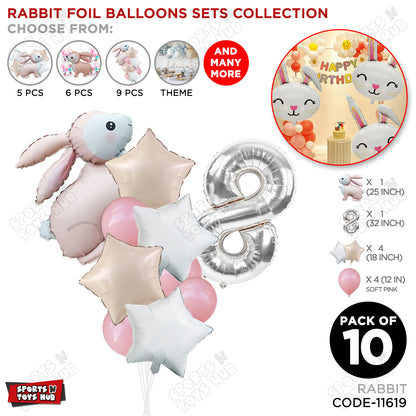 4D Standing Bunny Rabbit Pack Of 10 Character Foil Balloon