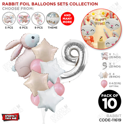 4D Standing Bunny Rabbit Pack Of 10 Character Foil Balloon