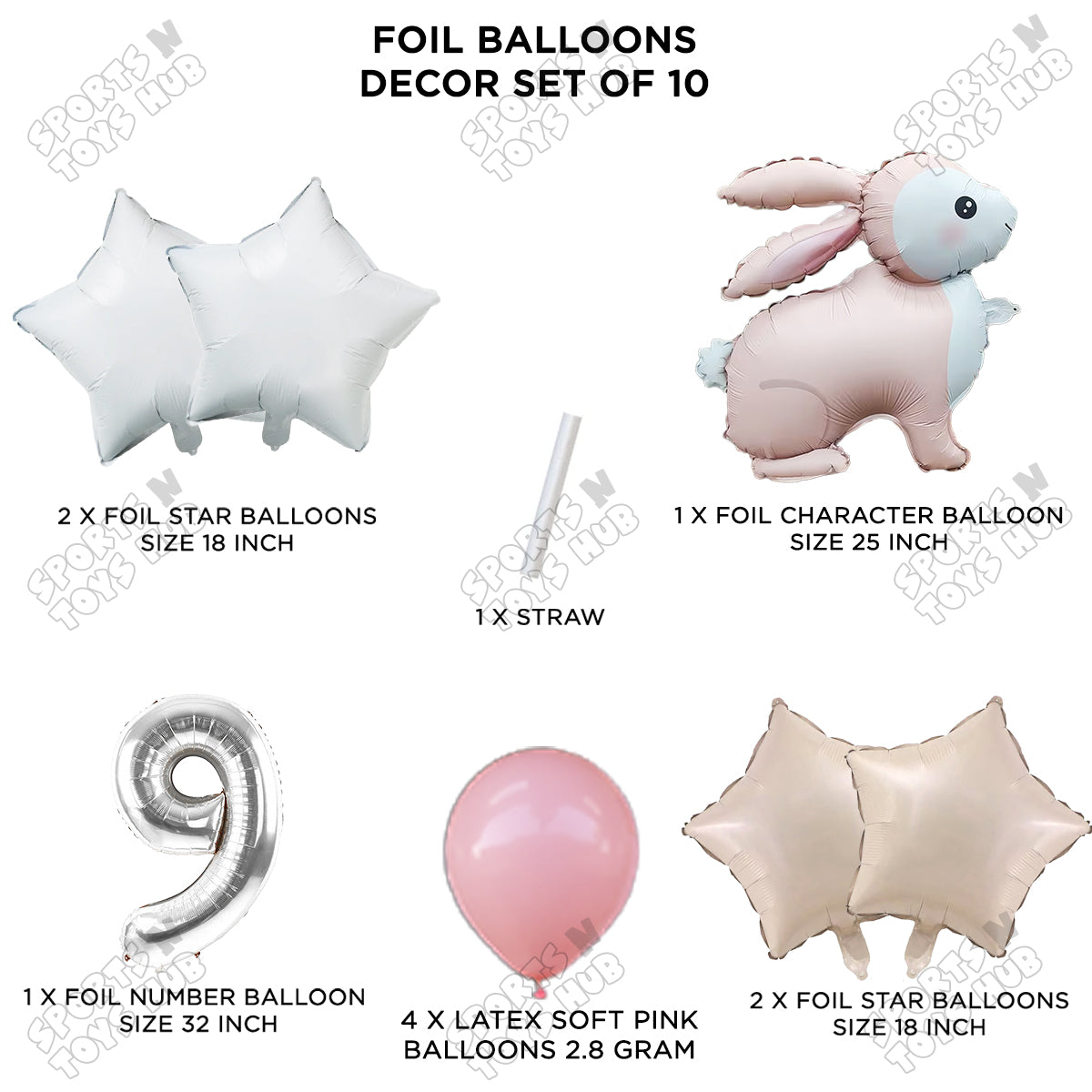 4D Standing Bunny Rabbit Pack Of 10 Character Foil Balloon