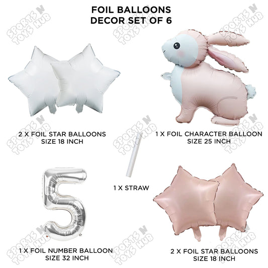 4D Standing Bunny Rabbit Pack Of 6 Character Foil Balloon
