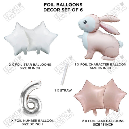 4D Standing Bunny Rabbit Pack Of 6 Character Foil Balloon