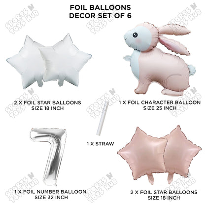 4D Standing Bunny Rabbit Pack Of 6 Character Foil Balloon