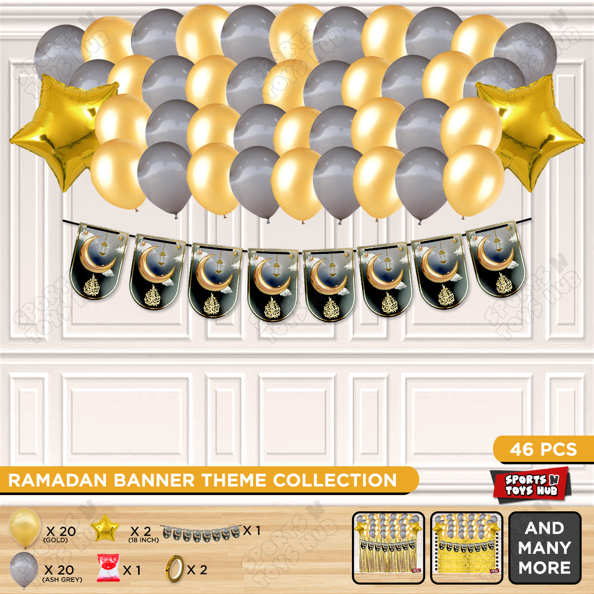 Ramadan Kareem Midnight Grey Card Banner Theme Collection