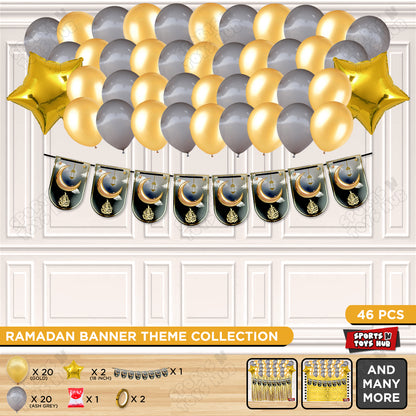 Ramadan Kareem Midnight Grey Card Banner Theme Collection