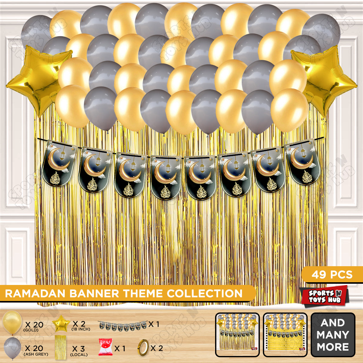 Ramadan Kareem Midnight Grey Card Banner Theme Collection