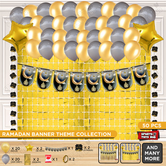 Ramadan Kareem Midnight Grey Card Banner Theme Collection