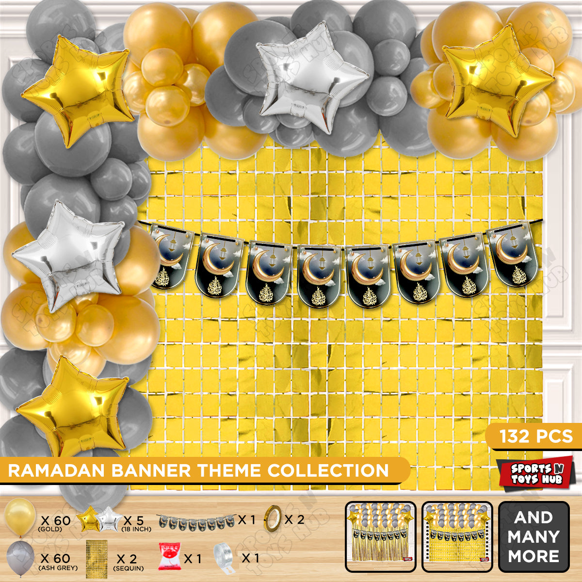 Ramadan Kareem Midnight Grey Card Banner Theme Collection