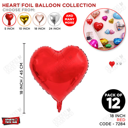 18 Inch - Red Heart Foil Balloon