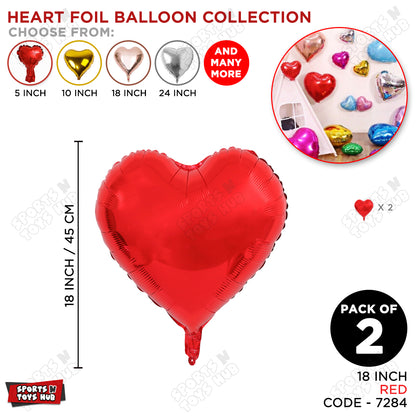 18 Inch - Red Heart Foil Balloon