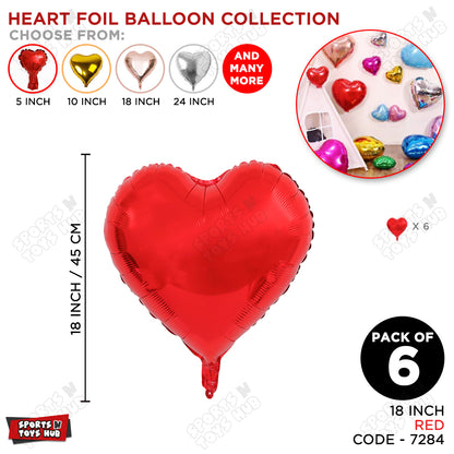 18 Inch - Red Heart Foil Balloon