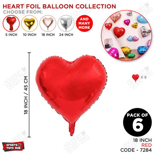 18 Inch - Red Heart Foil Balloon