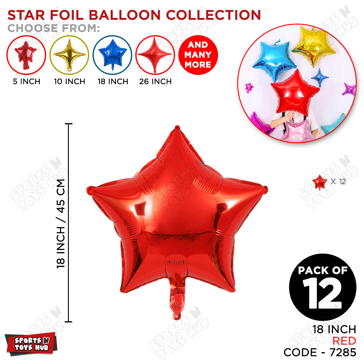 18 Inch - Red Star Foil Balloon