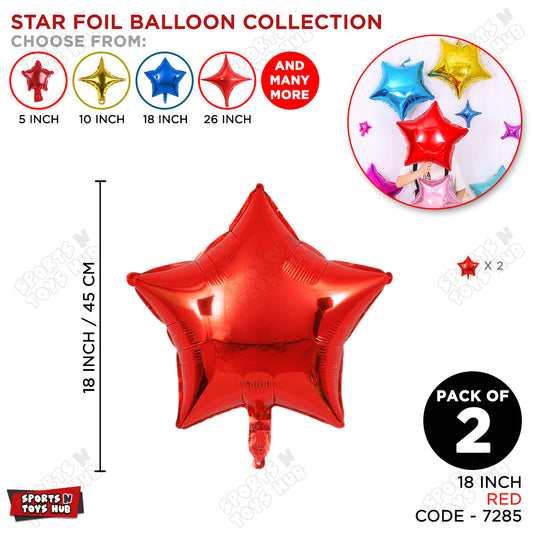 18 Inch - Star Shape Foil Balloon Collection - Pack Of 2