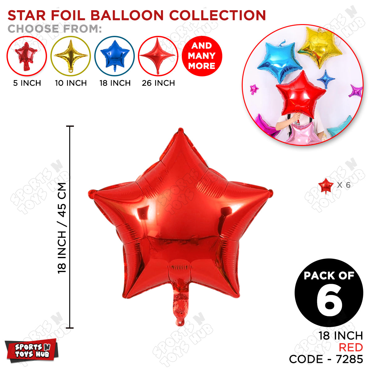18 Inch - Red Star Foil Balloon