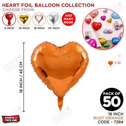 18 Inch - Rust Orange Heart Foil Balloon