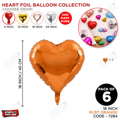 18 Inch - Rust Orange Heart Foil Balloon