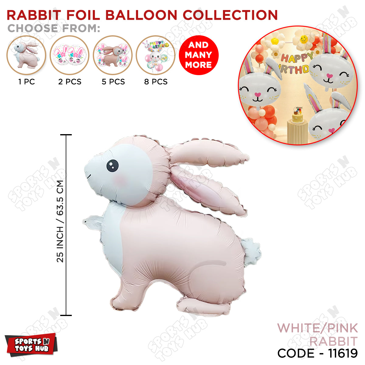 4D Standing Bunny Rabbit Character Foil Balloon