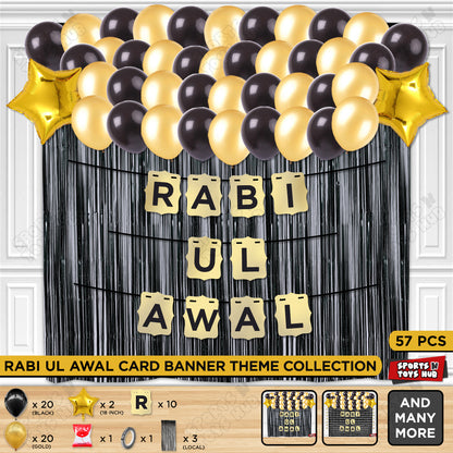 Rabi Ul Awal Shinny Card Banner Theme With Curtain