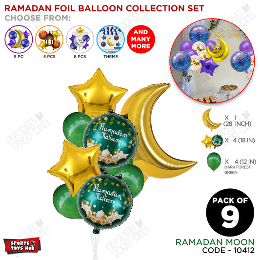 Ramadan Kareem Mosque Printed Foil Balloon Pack Of 9 Balloons Bouquet