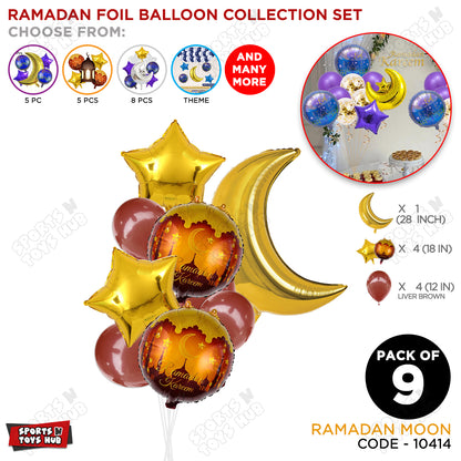 Ramadan Kareem Printed Foil Balloon Pack Of 9 Balloons Bouquet