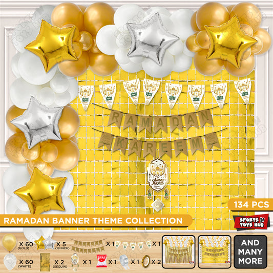 Ramadan Kareem Gold Card Banner Arch Theme