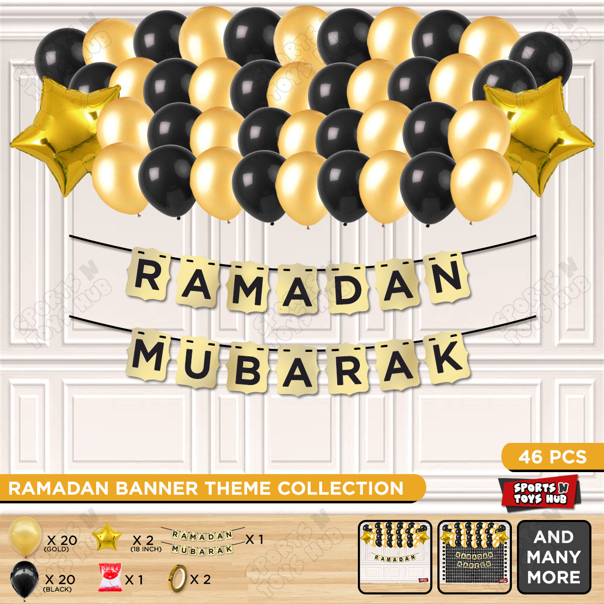 Ramadan Mubarak Shinny Gold Card Banner Theme Collection