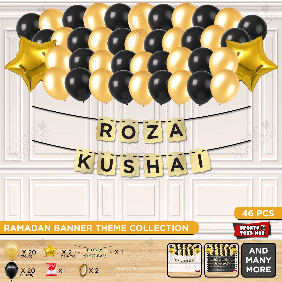 Roza Kushai Shinny Gold Card Banner Theme Collection