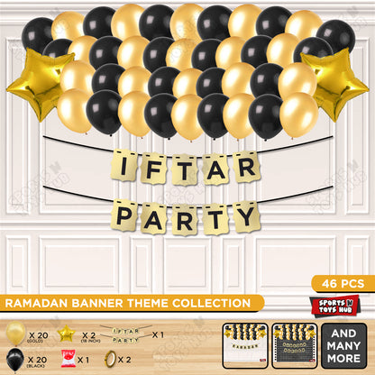 Iftar Party Shinny Gold Card Banner Theme Collection