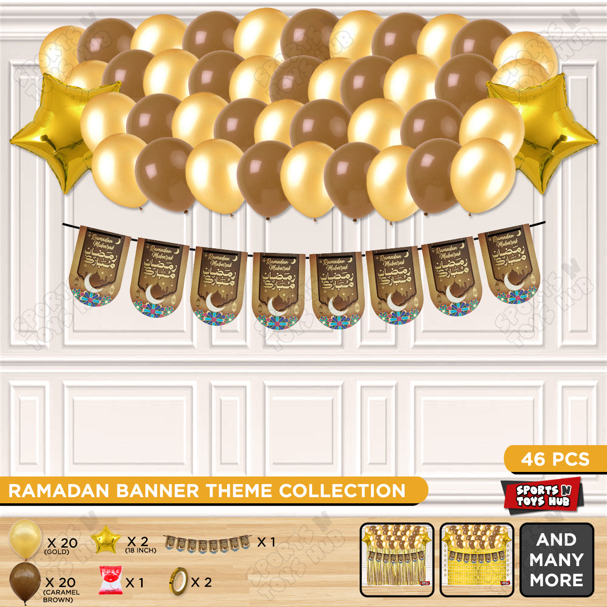 Ramadan Kareem Midnight Crescent Brown Card Banner Theme Collection