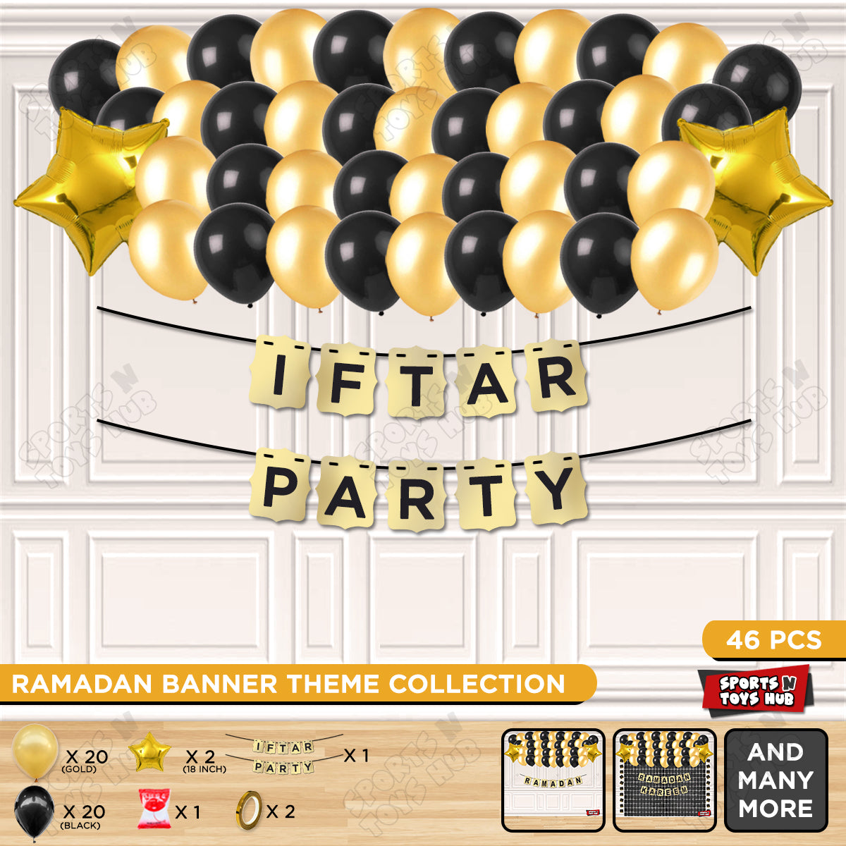 Iftar Party Shinny Gold Card Banner Theme Collection
