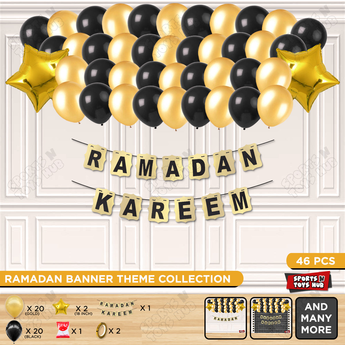 Ramadan Kareem Shinny Gold Card Banner Theme Collection
