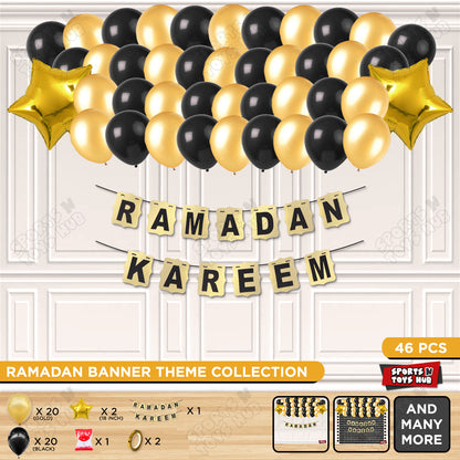 Ramadan Kareem Shinny Gold Card Banner Theme Collection
