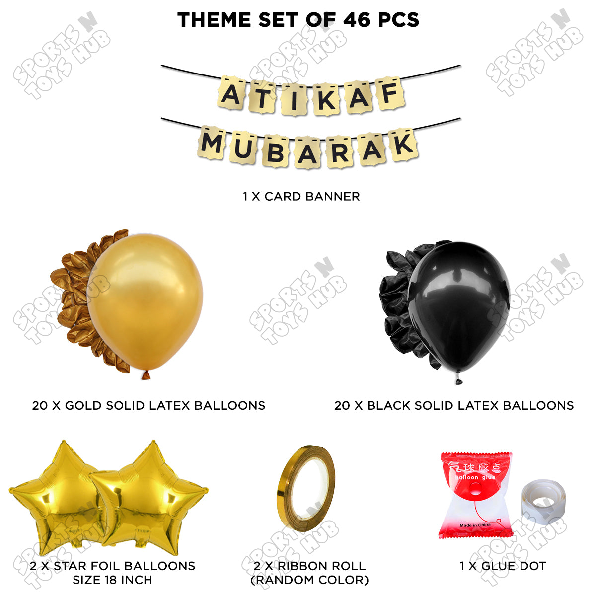 Atikaf Mubarak Shinny Gold Card Banner Theme Collection