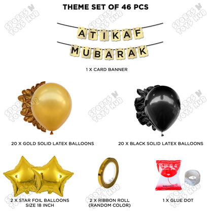 Atikaf Mubarak Shinny Gold Card Banner Theme Collection