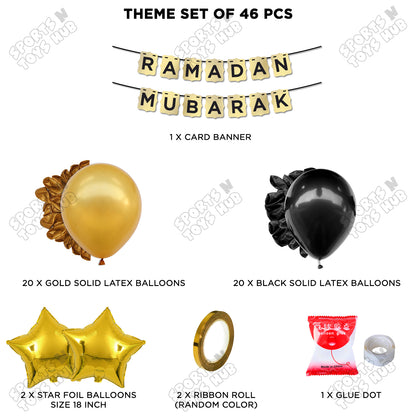 Ramadan Mubarak Shinny Gold Card Banner Theme Collection