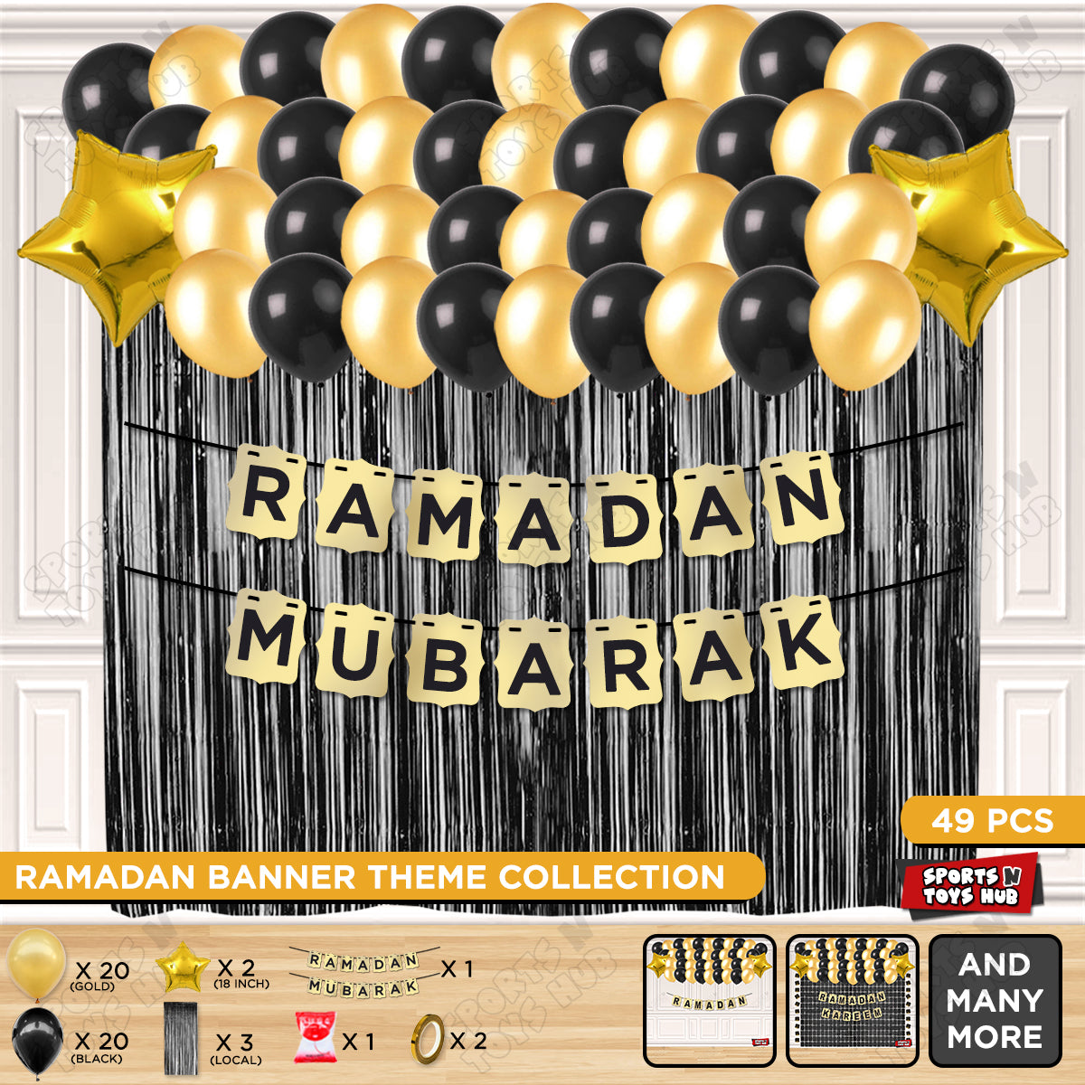 Ramadan Mubarak Shinny Gold Card Banner Theme Collection