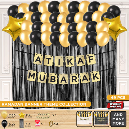 Atikaf Mubarak Shinny Gold Card Banner Theme Collection