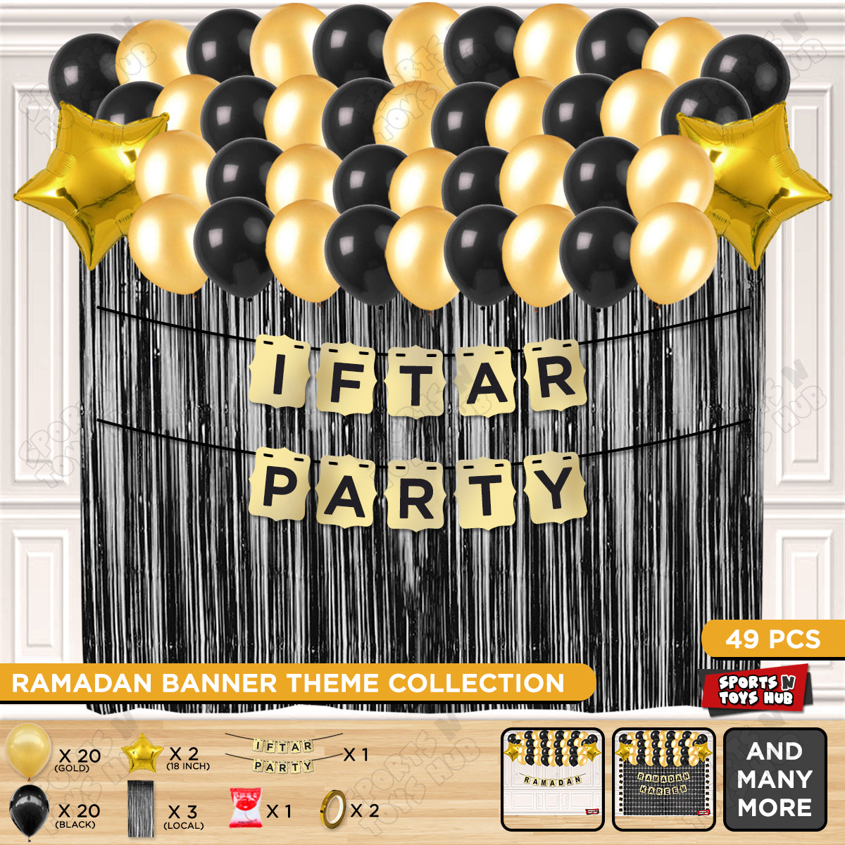 Iftar Party Shinny Gold Card Banner Theme Collection