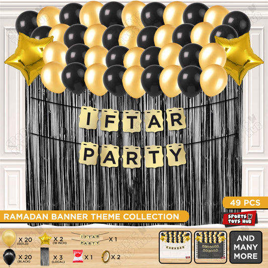Iftar Party Shinny Gold Card Banner Theme Collection