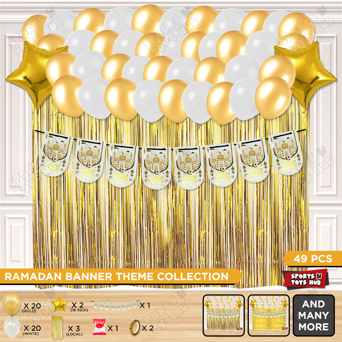 Ramadan Kareem White Mosque Print Card Banner Theme Collection