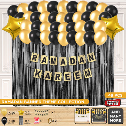 Ramadan Kareem Shinny Gold Card Banner Theme Collection