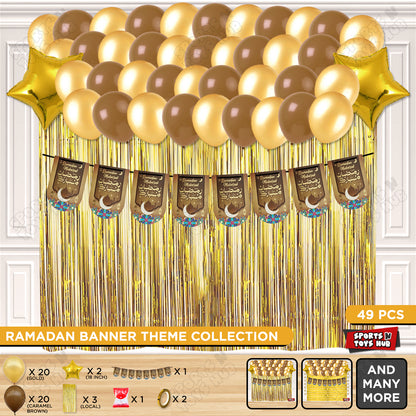 Ramadan Kareem Midnight Crescent Brown Card Banner Theme Collection