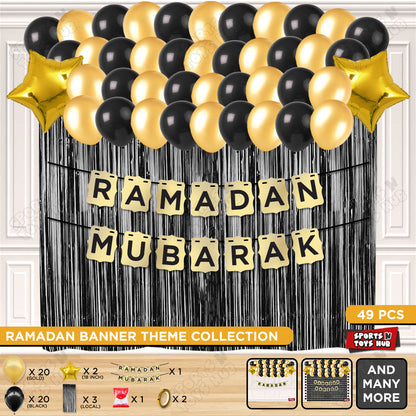 Ramadan Mubarak Shinny Gold Card Banner Theme Collection