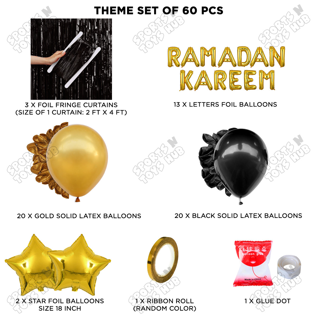 Ramadan Kareem Foil Balloon Curtain Theme Collection
