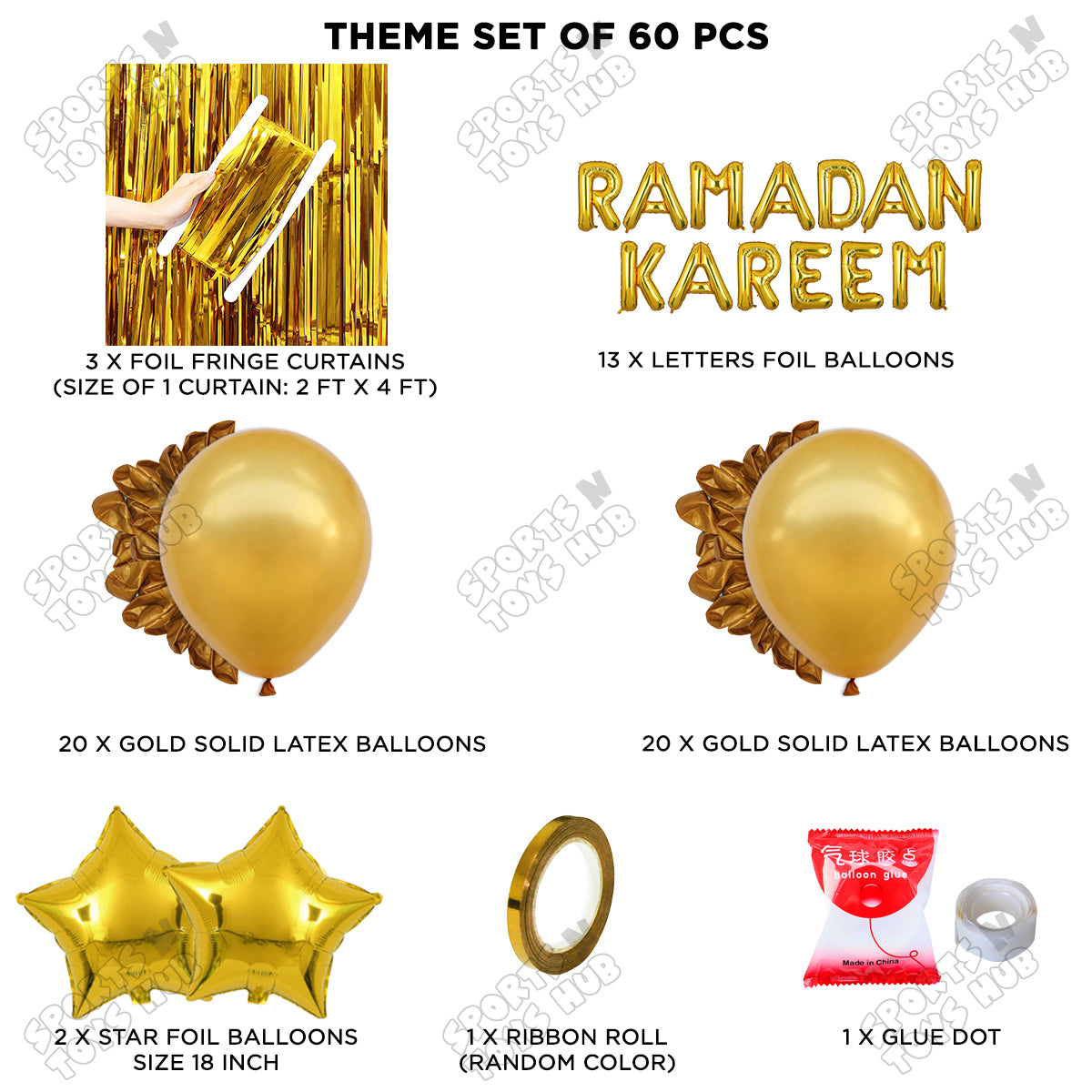 Ramadan Kareem Foil Balloon Curtain Theme Collection