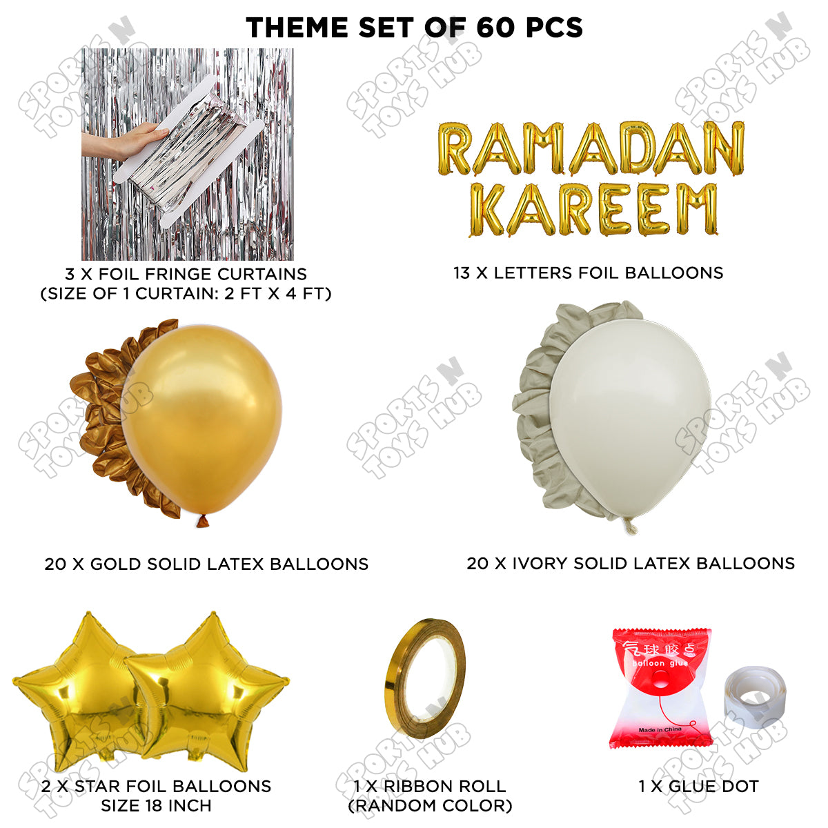 Ramadan Kareem Foil Balloon Curtain Theme Collection