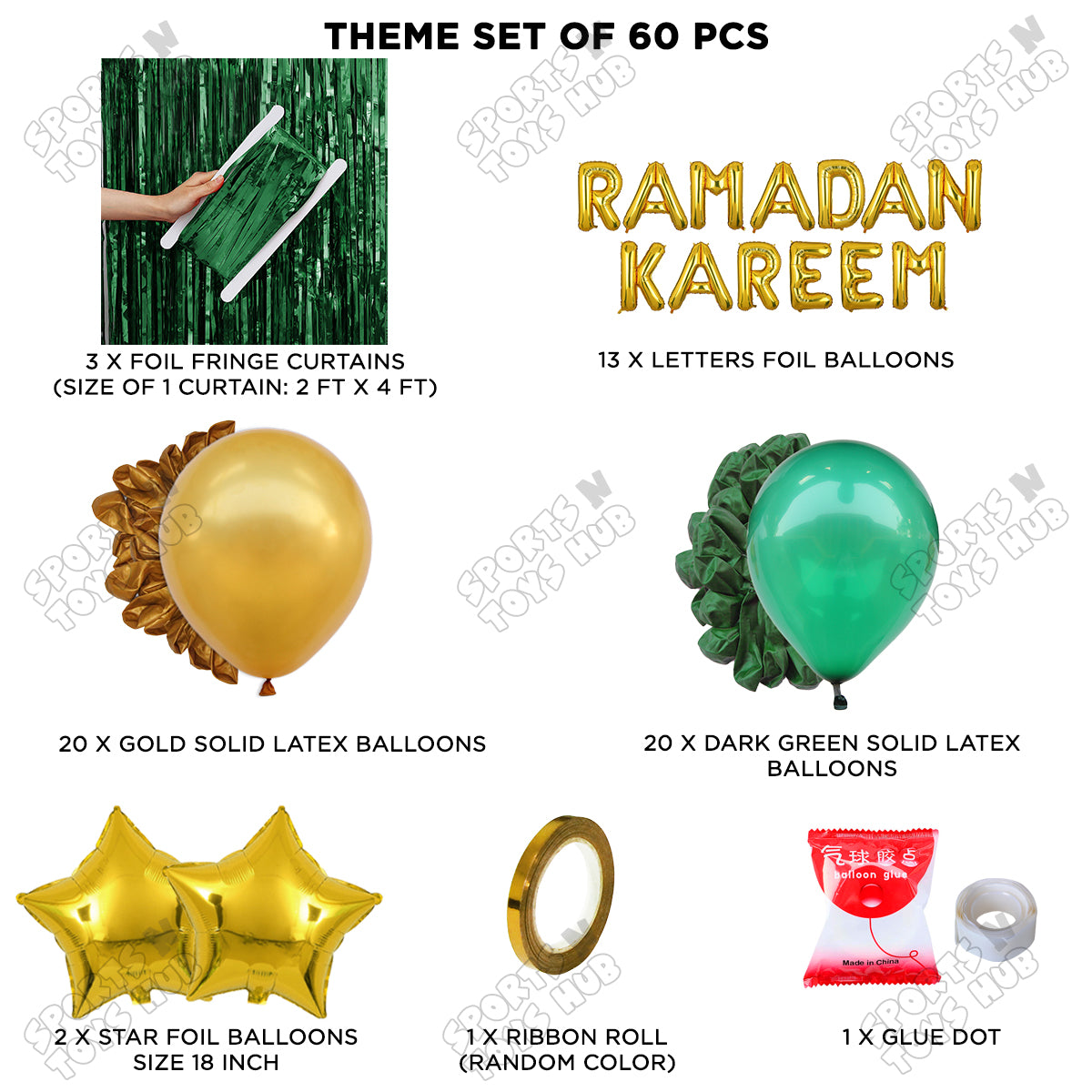 Ramadan Kareem Foil Balloon Curtain Theme Collection